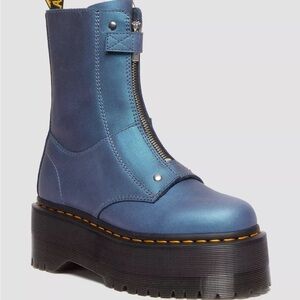 Dr Martens Jetta Hi Max Metallic Platform Boots Deep Blue Women SZ  6. New